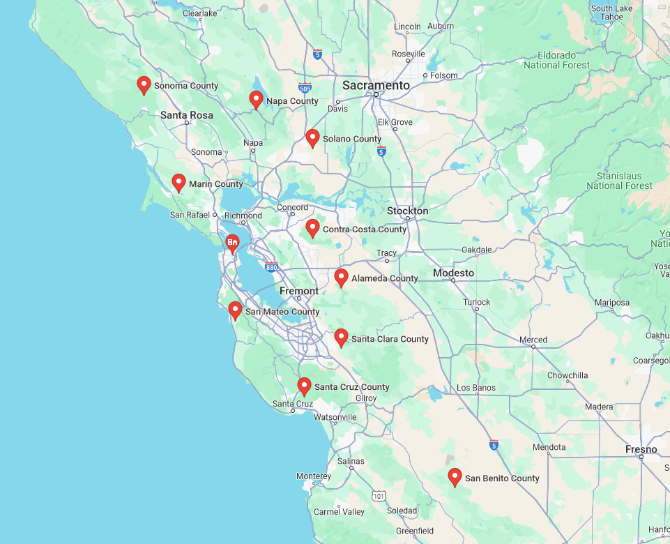 bay area map black and white